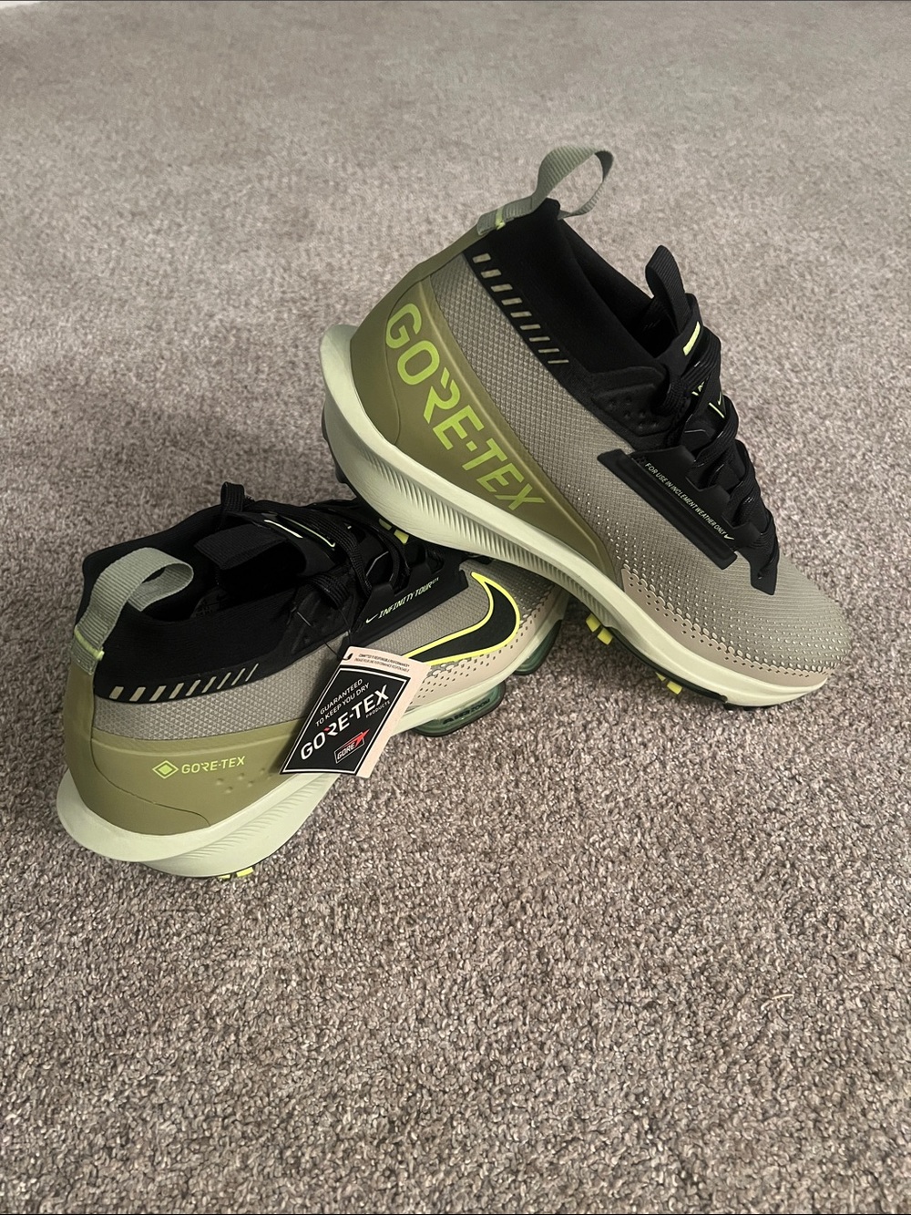 Nike Infinity Tour GTX Olive Green and Black GORE-TEX Golf Sneakers